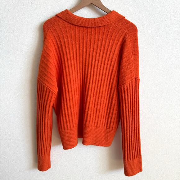 Pistola Orange Textured Slouchy Polo Sweater Women's Medium NWOT - Picture 6 of 6